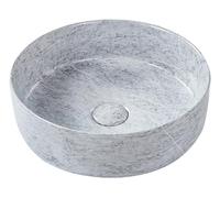Lavabo sobre encimera de cerámica baño redondo ⌀ 37 cm gris mate efecto granito Gudar