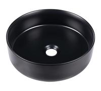 Lavabo sobre encimera de cerámica baño redondo negro mate ⌀ 40 cm Tebar
