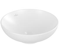 Lavabo sobre encimera Loop & Friends de Villeroy & Boch, 420x420x120mm, con rebosadero, sin agujero para grifo, 4A4600RW, Color: Blanco Piedra CerámicaPlus