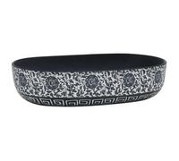 vidaXL Lavabo sobre encimera ovalado cerámica negro y azul 59x40x14 cm