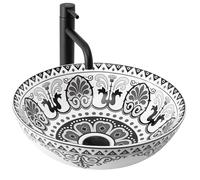Lavabo Sobre Encimera Rea Etno Blanco Negro