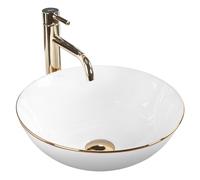 Lavabo Sobre Encimera Rea Stella Blanco Dorado