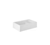 Lavabo sobre encimera rectangular diseño moderno color blanco COMBY de Unisan - Accesorio portavasos de madera / Con sifón y válvula redonda