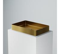 Lavabo sobre encimera Steinberg Serie 442, angular, acero inoxidable, sin agujero para grifo, sin rebosadero, 600x400x100mm, 4427110BG, Color: Oro cepillado