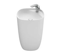 Lavabo Totem de Fineceramic con Desagüe Universal y Repisa Integrada 50x45x88cm Roca