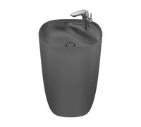 Lavabo Totem de Fineceramic con Desagüe Universal y Repisa Integrada 50x45x88cm Roca