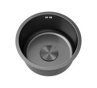 Lavadero 1 Seno Inox,Fregadero Cocina Redondo,Pileta de Cocinas Negro,Pila de Cocina PequeñO con Drenaje,Formas de Instalar Sobre Encimera/Bajo Encimera (Ø 38cm)
