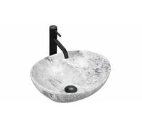Rea LAVABO SOBRE ENCIMERA SOFIA STONE Lavabo de Baño 410 x 345 x 150 mm en Cerámica (Gris, imitación mármol)