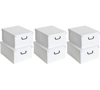 Lavatelli SET 2 Cajas organizadoras de almacenamiento ropa, almacenaje decorativas en carton, 40x50x25cm, para armario, baul, bolsas, ropa, juguetes, jardineria, con tapa, BLANCO (Paquete de 3)