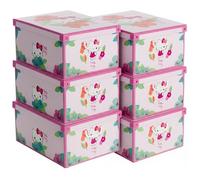 Lavatelli Set de 6 Cajas de Armario con Tapa - Organizadores de Cambio de Temporada en Cartón 39x50x24 cm Hello Kitty - Made in Italy, Resistentes, Fáciles de Montar, con Asas