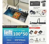 Lavavajillas industrial con sistema de cascada y pantalla digital, fabricado en acero inoxidable, de tamaño extra grande e incluye grifo y dispensador de detergente