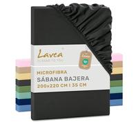 Lavea® Sábana Bajera 200x220 cm - Microfibra Suave y Transpirable - para Colchones de hasta 35 cm - con Elástico en Todo el Contorno - Certificada Oeko-Tex - Antracita