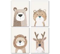 LAVEMA Cuadros decorativos para habitación de bebé, póster para habitación infantil, diseño de animales, color beis, póster A3 (30 x 42 cm) sin marco de fotos, imágenes decorativas para habitación