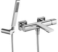 Laveo | Grifo de bañera Tores - Cromo - Grifo de pared - Juego de ducha - Cartucho cerámico