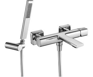 Laveo | Grifo de bañera Tores - Cromo - Grifo de pared - Juego de ducha - Cartucho cerámico