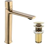 Laveo | Grifo para lavabo - Acabado dorado - Monomando - Aireador antical - Fácil instalación