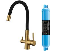 Laveo Riveco grifo de cocina con filtro de pie negro-oro/oro arcaico BRICG68D