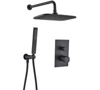 Laveo Tores conjunto de ducha empotrado con rociador con efecto lluvia negro BVT_701P