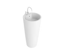 Lavita Uvas | Lavabo independiente redondo | Lavabo con rebosadero y orificio para grifo | De porcelana de alta calidad | Lavabo de pie | 83,5x40x40 cm | Blanco brillante