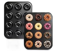 Lawei 2pcs Moldes para donas con 12 Agujeros Para Hornear Muffin Pan Cup Bandeja de Pastel para Donuts Muffins Cupcakes Pie - 28 x 40 x 2 cm