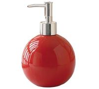 Lawnrden Dispensador de jabón Rojo, 550 ml de dispensador de jabón de cerámica Redonda Botella de loción Recargable con Bomba para decoración del baño en el hogar | Secadores de Accesorios de baño