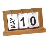 LAYUON Calendario de escritorio perpetuo de madera, calendario vintage con tapa para oficina y hogar, bloque de calendario de escritorio de madera reutilizable, organizador de decoración de escritorio
