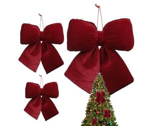 Lazos para Árbol Navideño 3 Piezas Lazos 3D Decorativos de Cinta de | Decoraciones Para Árbol De Navidad Para Coronas Coche Frontal Exterior Porche Garaje Chimenea Pared Valla Armario