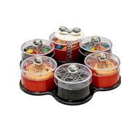 Lazys Susan - Bandeja organizadora de aperitivos dividida, tamaño grande con mecanismo giratorio y tapa protectora, bandeja de servir de alimenticio, estilo moderno de múltiples compartimentos