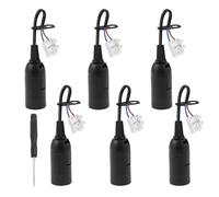 LbsAMP 6 Piezas PortaláMparas E14 Negro con Cable y Terminal Casquillos con Cuchillo de Tornillo 3mm de Bombillas E14 Bases para Lámparas LED CFL de Filamento Incandescentes y Halógenas