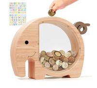 LdawyDE Hucha Infantil en Forma de Elefante, Hucha Madera con Ventana