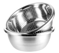 LDHHYH 2 Piezas Colador Acero Inoxidable 26 cm, Escurridor Pasta Grande con Bol de Apoyo para Verduras Frutas Arroz, Colador Pasta de Cocina Apilable, Uso Diario en Cocina Familiar