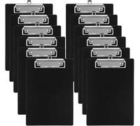 LDHHYH Pack de 12 Portapapeles A5 Negro, Portapapeles con Pinza A5 de Plastico 225x157 Mm, Tabla Portadocumentos Ligera para Oficina, Escuela, Casa y Formularios