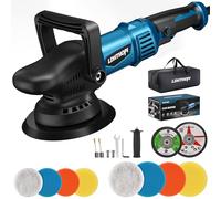 LDHTHOPI Pulidora de doble acción, 980 W, 5/6 pulgadas, pulidora orbital aleatoria de 9 mm para detalles de coche, 2800-5800RMP, pulidora de 6 velocidades variables con 8 almohadillas desmontables