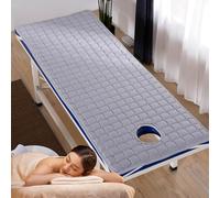LDLCYCN Almohadilla Para Mesa Masaje Spa Colchón Para Salón Belleza Orificio Para Cara Cubierta Cama Para Pestañas Con Cabeza Trapezoidal Redonda Cuadrada Con Banda Elástica,Gris,75 * 190(S)