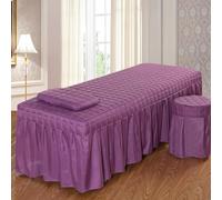 LDLCYCN Funda De Cama De Spa Sólida Con Orificio Faldón De Cama Para Mesa De Masaje De Salón Colcha De Cama De Algodón Cama De Belleza Acolchada Para Spa Cobertura Completa,Púrpura,190cm*80cm(S)