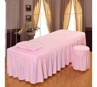 LDLCYCN Funda De Cama De Spa Sólida Con Orificio Faldón De Cama Para Mesa De Masaje De Salón Colcha De Cama De Algodón Cama De Belleza Acolchada Para Spa Cobertura Completa,Rosado,190cm*80cm(S)