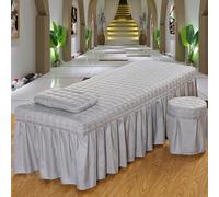 LDLCYCN Funda De Cama De Spa Sólida Con Orificio Faldón De Cama Para Mesa De Masaje De Salón Colcha De Cama De Algodón Cama De Belleza Acolchada Para Spa Cobertura Completa,Gris,190cm*80cm(S)