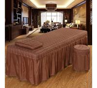 LDLCYCN Funda De Cama De Spa Sólida Con Orificio Faldón De Cama Para Mesa De Masaje De Salón Colcha De Cama De Algodón Cama De Belleza Acolchada Para Spa Cobertura Completa,Marrón,185cm*70cm(S)