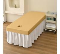 LDLCYCN Funda Impermeable Para Cama De Masaje Spa Con Orificio Sábana De Masaje A Prueba De Aceite Cubierta De Mesa De Masaje De Spa Envoltura De 360° Cabeza Cuadrada,Amarillo,80 * 190(H)