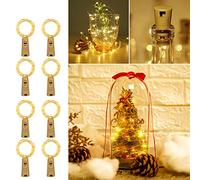 LE 2m 20 LED Luces de Botella de Vino Cobre con Corcho, Pack de 8, a Pilas, Guirnaldas Luces LED Blanco Cálido, Decorativas para Romántico Boda, Navidad, Fiesta, Hogar, Exterior, Jardín