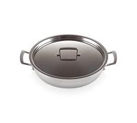 Le Creuset 3-Ply Cacerola baja antiadherente con tapa, diámetro 30 cm, acero inoxidable, para todo tipo de fuentes de calor (incluso inducción), metálico, 96102830000000
