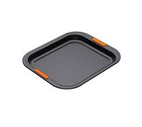 Le Creuset Bandeja antiadherente rectangular honda, 31 x 28 cm, resistente a ácidos, revestimiento de acero al carbono, Gris/Naranja, 46085310010000