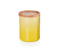 LE CREUSET Bote de almacenaje mediano de cerámica de gres con tapa de madera, Cerámica de gres, 540 ml, 10 cm, Soleil, 91044401403099