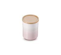 LE CREUSET Bote de almacenaje mediano de cerámica de gres con tapa de madera, Cerámica de gres, 540 ml, 10 cm, Shell Pink, 60825547770099