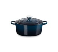 Le Creuset Cazuela redonda de hierro fundido esmaltado Signature con tapa, 24 cm, 4,2 litros, Nuit