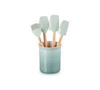 Le Creuset Classic Utensil Jar (1,1 l), juego de cucharas de cocina de 5 piezas, Craft, Sea Salt