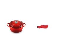 Le Creuset Cocotte redonda de hierro fundido, 28 cm, 6, 7 L, Todas Las Fuentes de Calor & Le Creuset Agarradores, Set de 2, Silicona, Adaptable, Resistente al calor hasta 250 grados Celsius