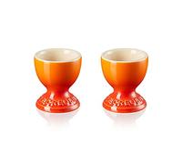 Le Creuset Hueveras de cerámica de gres, Set de 2, 9 g, 5.3 x 5.3 x 5.9 cm, Naranja Volcánico, One Size