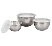 Le Creuset Juego de 3 cuencos de acero inoxidable con tapa, 41901000010000