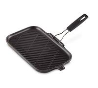 LE CREUSET Parrilla rectangular con mango de silicona de hierro fundido, 36 x 20 cm, Apto para todas las fuentes de calor, incluso inducción, Negro Mate, 20049000000400